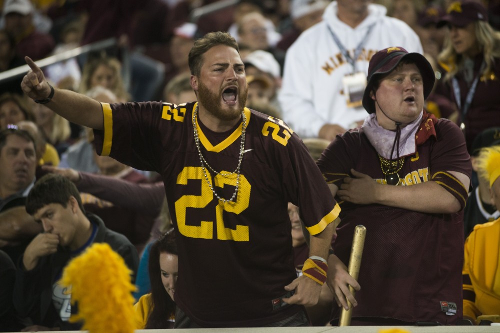 Fans cheer on the Gophers at TCF Bank Stadium on Thursday, Aug. 29. Minnesota defeated South Dakota State 28-21.