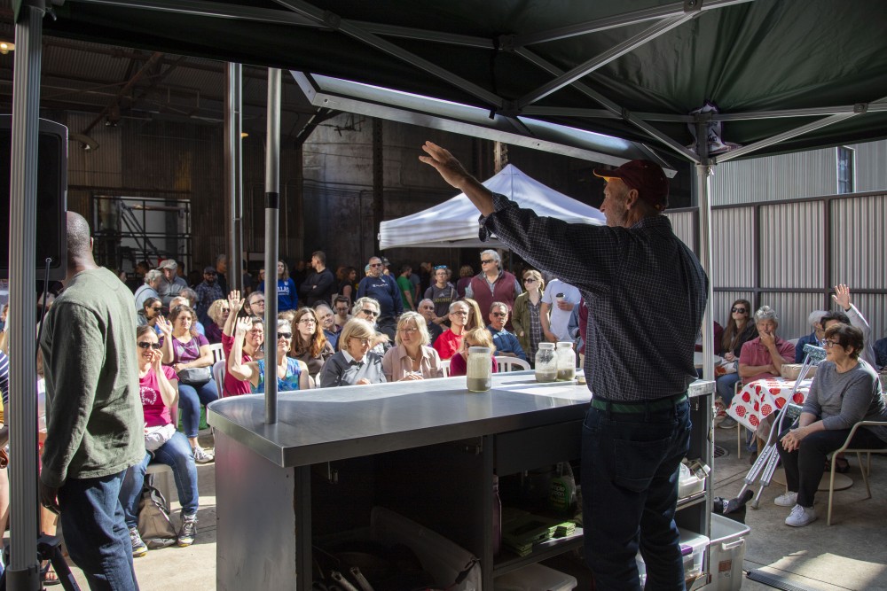 Local bread makers participate in the annual Bread Baking Showcase hosted by the Mill City Farmers Market in Minneapolis on Saturday, Sept. 14.