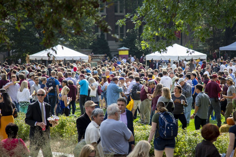 Crowds gather for the inauguration of Joan Gabel, the 17th President of the University of Minnesota, outside Northrop Memorial Auditorium on Friday, Sept 20, 2019.