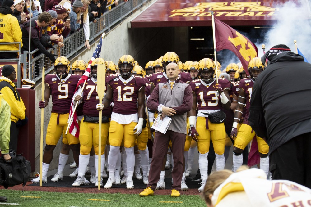 The Gophers prepare to run onto the field at TCF Bank Stadium on Saturday, Oct. 5, 2019. The Gophers defeated Illinois 40 to 17 to bring their record to 5-0.
