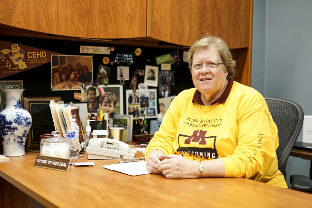 College of Education and Human Development Dean Jean Quam poses for a portrait in her office on Friday, Oct. 4. (Parker Johnson / Minnesota Daily)
