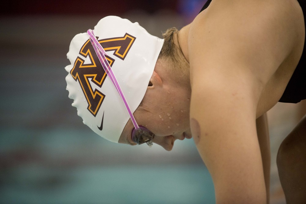 Gophers Sophomore Kelli McCarthy competes against the University of Florida at the Jean K. Freeman Aquatic Center on Friday, Oct. 11.