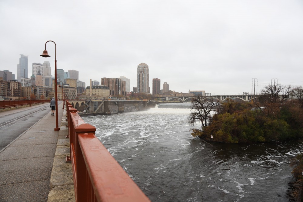 The view from the Stone Arch Bridge facing St. Anthony Falls as seen on Sunday, Nov. 4. 