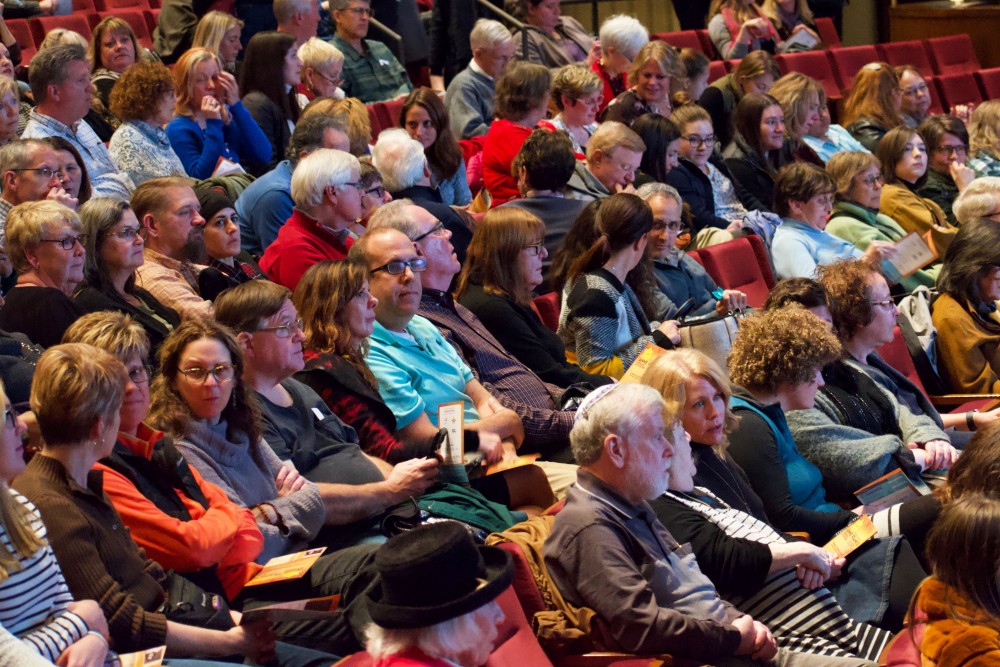 Crowds await speaker and Holocaust survivor Eva Schloss at Northrop Auditorium on Sunday, Oct. 27. 