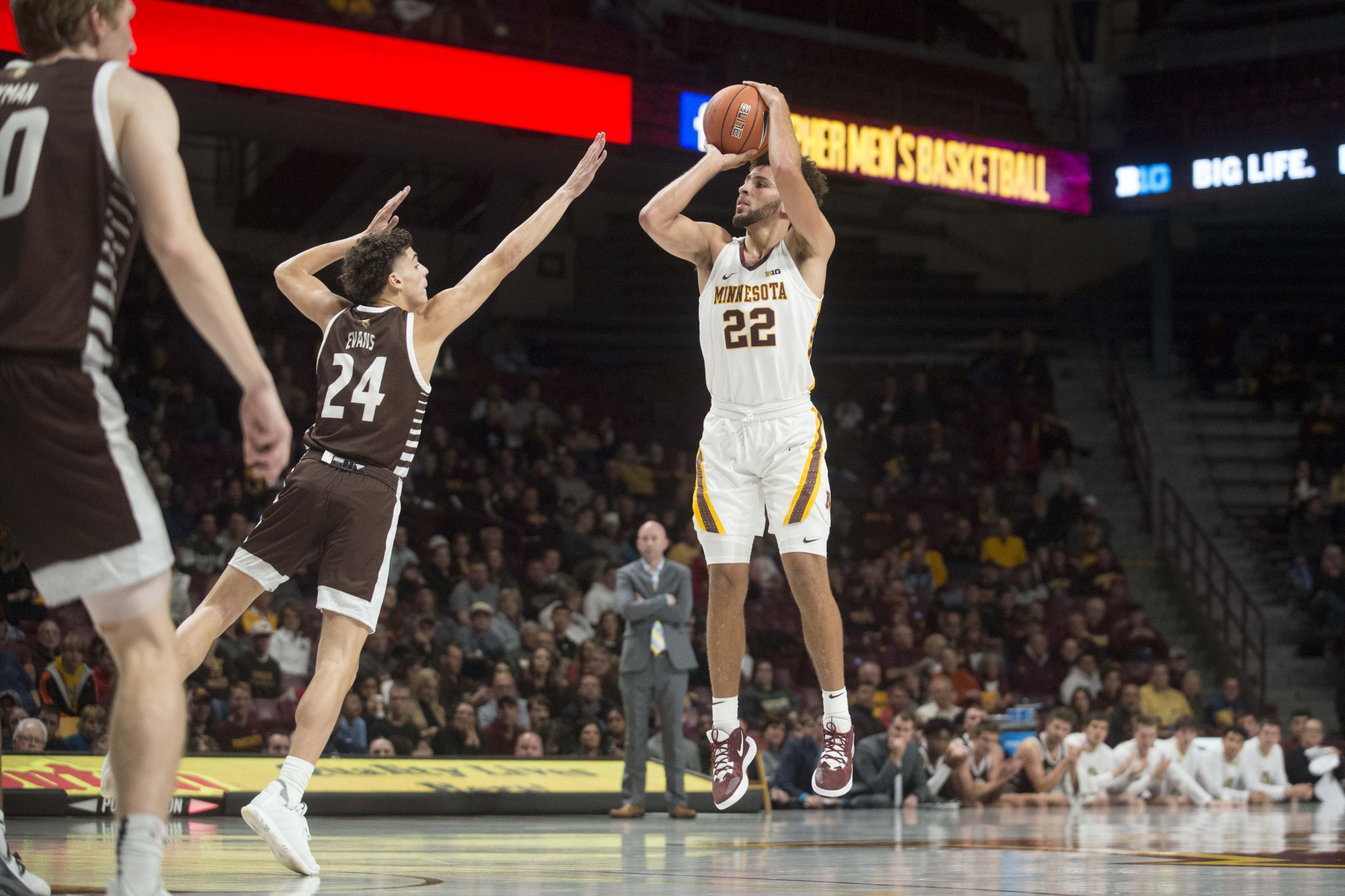 Guard Gabe Kalscheur shoots the ball during the Gophers exhibition game against Southwest Minnesota State at Williams Arena on Monday, Oct 28. The Gophers won 73-48. 