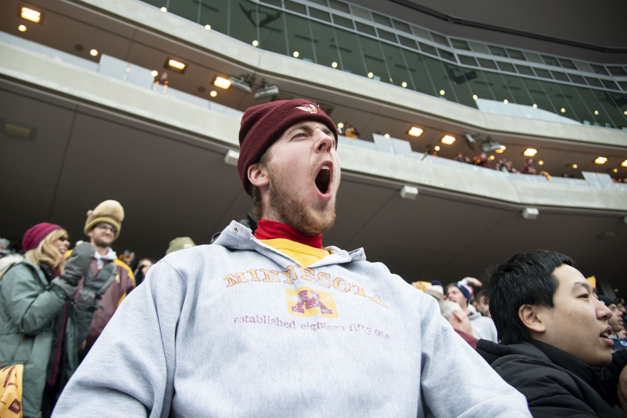 A fan cheers for the Gophers during the game against Penn State at TCF Bank Stadium Saturday, Nov. 9. The Gophers won 31-26 bringing their record to 9-0. A first since 1904.