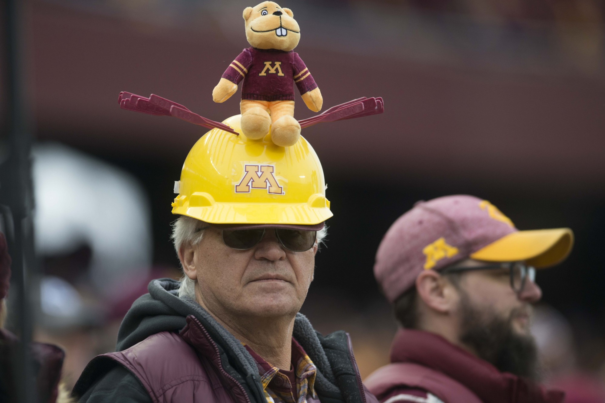 A Gopher fan sports a custom hat at TCF Bank Stadium on Saturday, Nov. 9. The Gophers bested the Penn State Nittany Lions 31-26 to remain undefeated. 