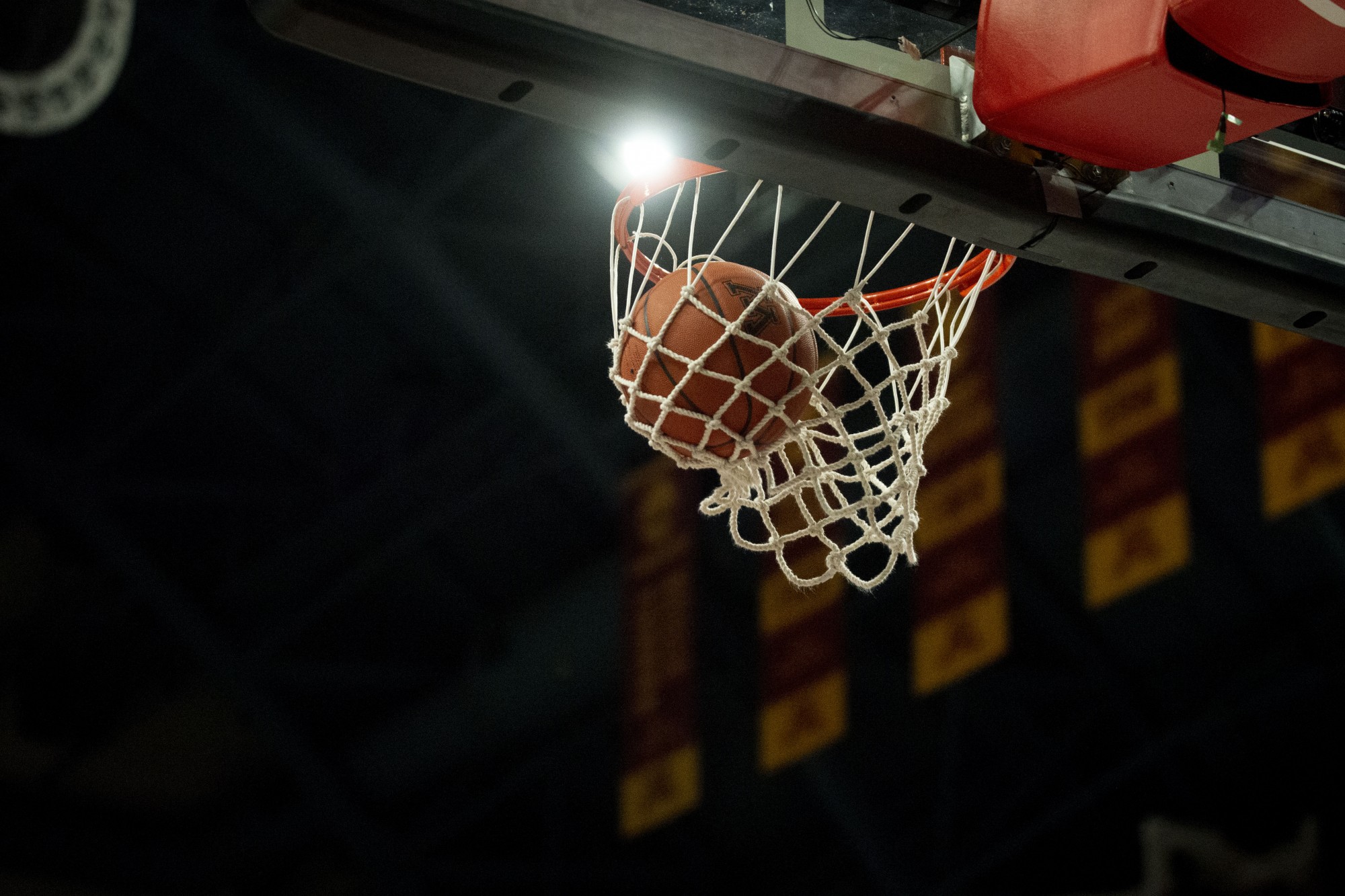 The ball enters the hoop at Williams Arena on Sunday, Nov. 10, 2019. The Gophers defeated Vermont 90-58. 