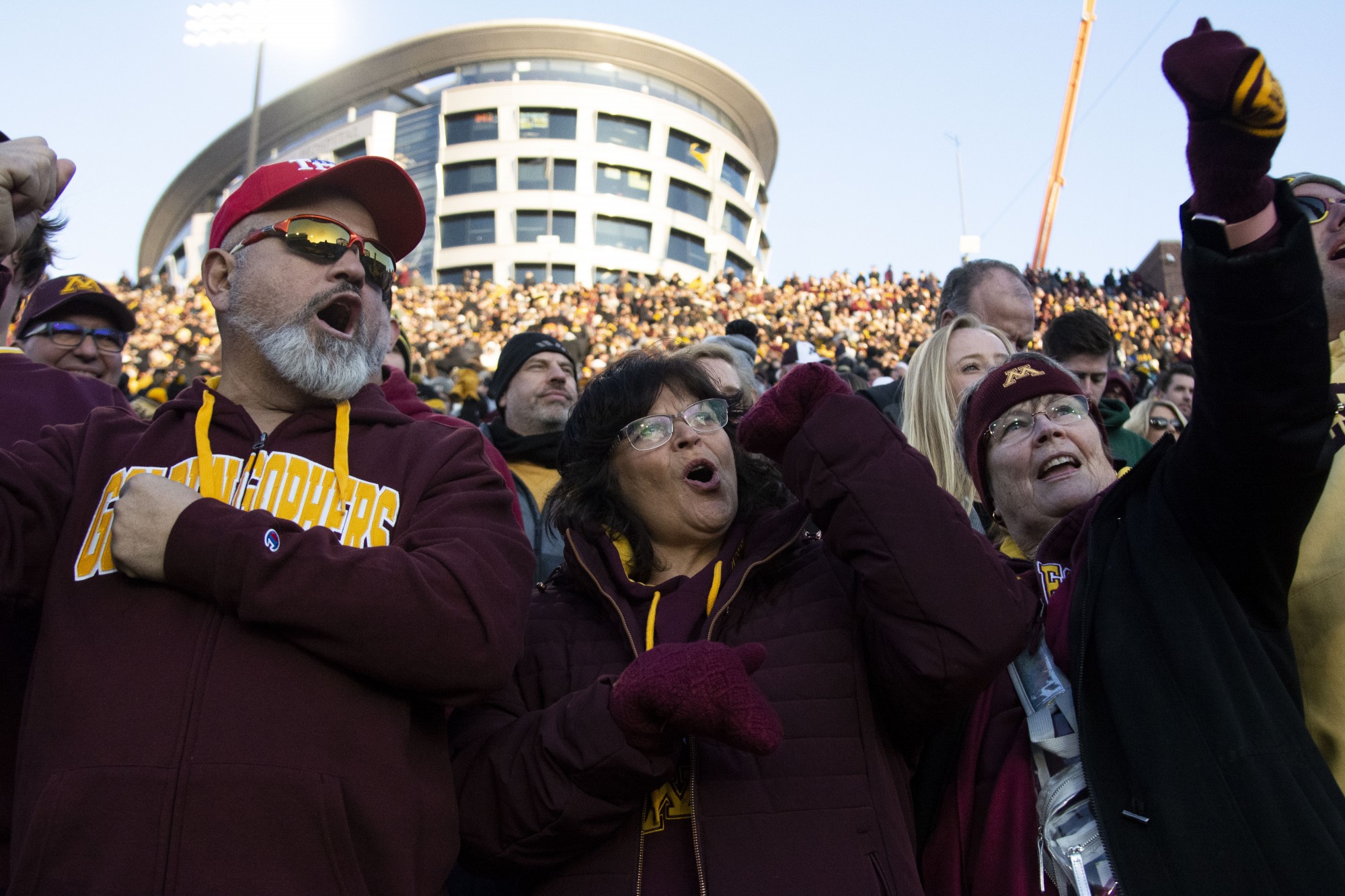 Fans cheer for a first down at Kinnick Stadium on Saturday, Nov. 16. Iowa defeated the Gophers 23-19 ending their winning streak and bringing their record to 9-1. (Parker Johnson / Minnesota Daily)
