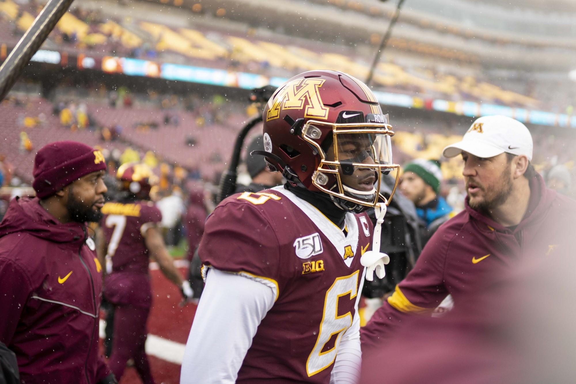 Wide receiver Tyler Johnson prepares for the start of the game at TCF Bank Stadium on Saturday, Nov. 30. 