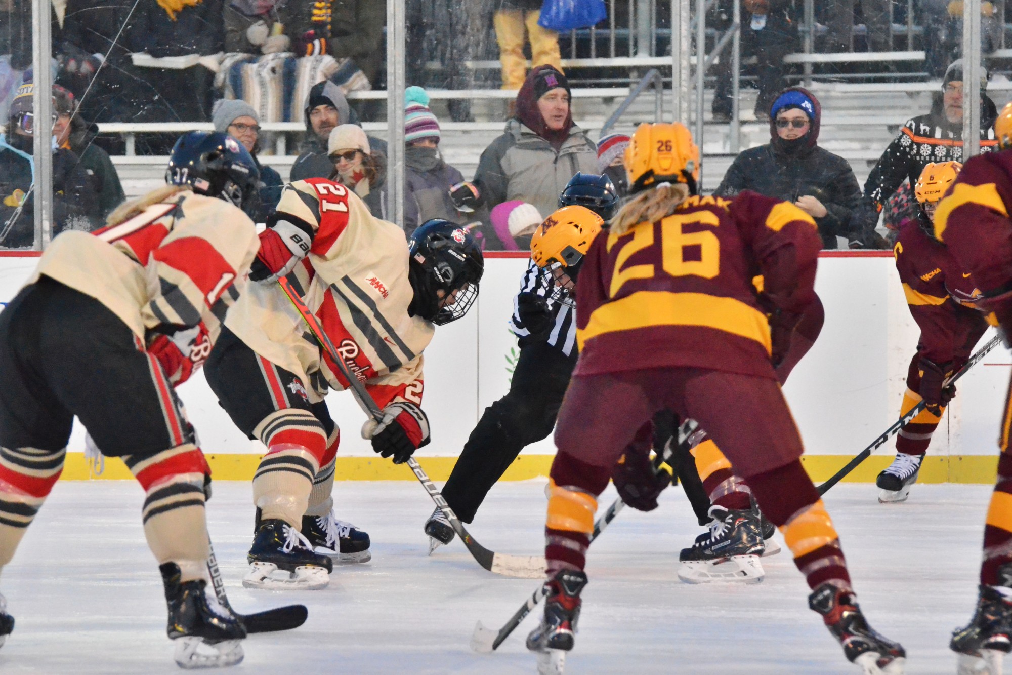 The Gophers play Ohio State as part of an outdoor game at Parade Stadium in Minneapolis on Saturday, Jan. 18. (Anna Landis / Minnesota Daily)