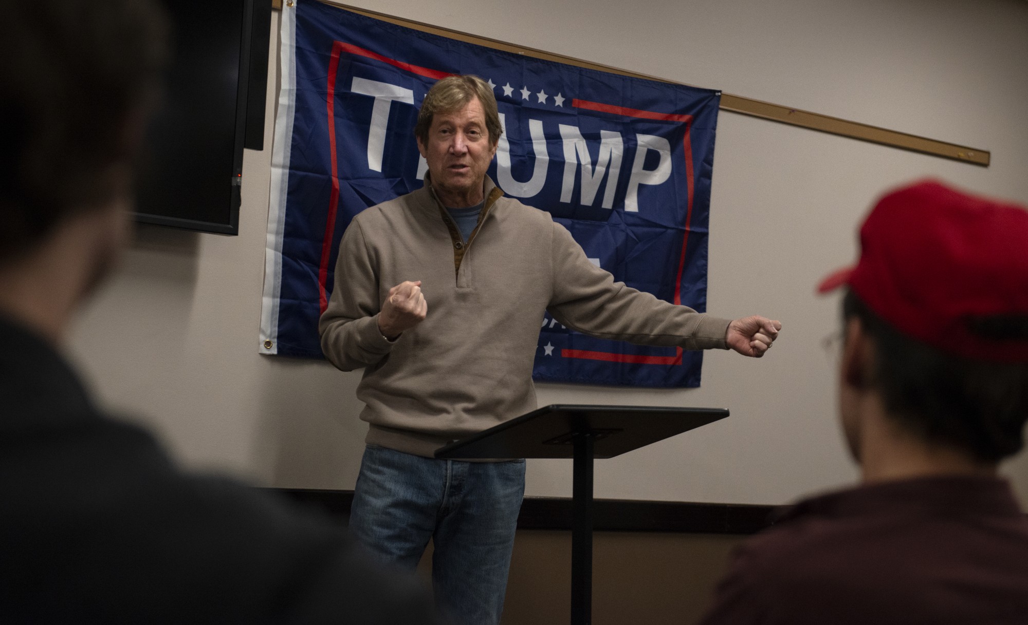 Former Congressman Jason Lewis speaks to University students about the importance of civic engagement and outreach to young conservative people at a meeting by The Collegiate Group for Trump in Coffman Union on Tuesday, Jan. 21. 