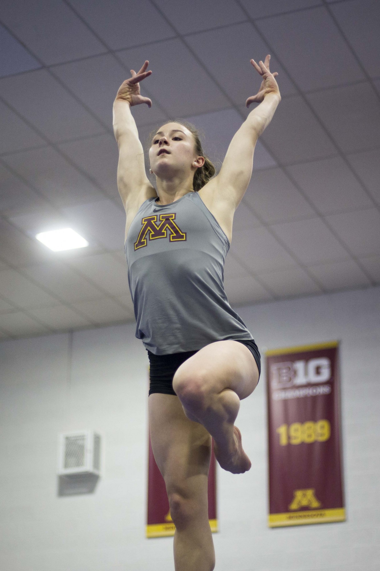 Gymnast Lexi Ramler poses on the beam in the Peik Gym on Thursday, Jan. 30. Ramler scored a perfect 10 in two consecutive weeks during meets against Rutgers and Illinois. 