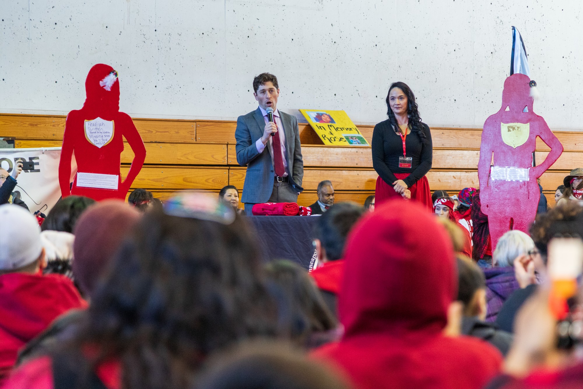 Minneapolis Mayor Jacob Frey addresses an audience at the Minneapolis American Indian Center on Friday, Feb. 14 2020. The event aimed to raise awareness on of missing and murdered Indigenous women and other issues in the community.