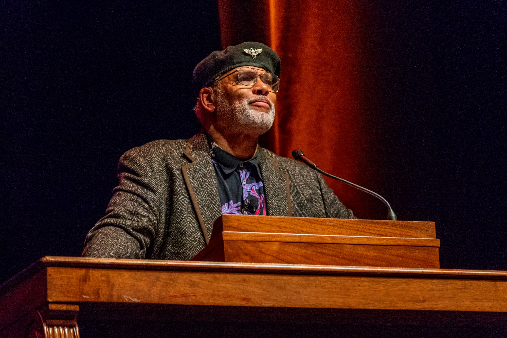 Activist John Wright discusses the “This Free North” documentary at Northrop Auditorium on Tuesday, Feb. 18. The event included a documentary premiere and a discussion about black history at the University of Minnesota.