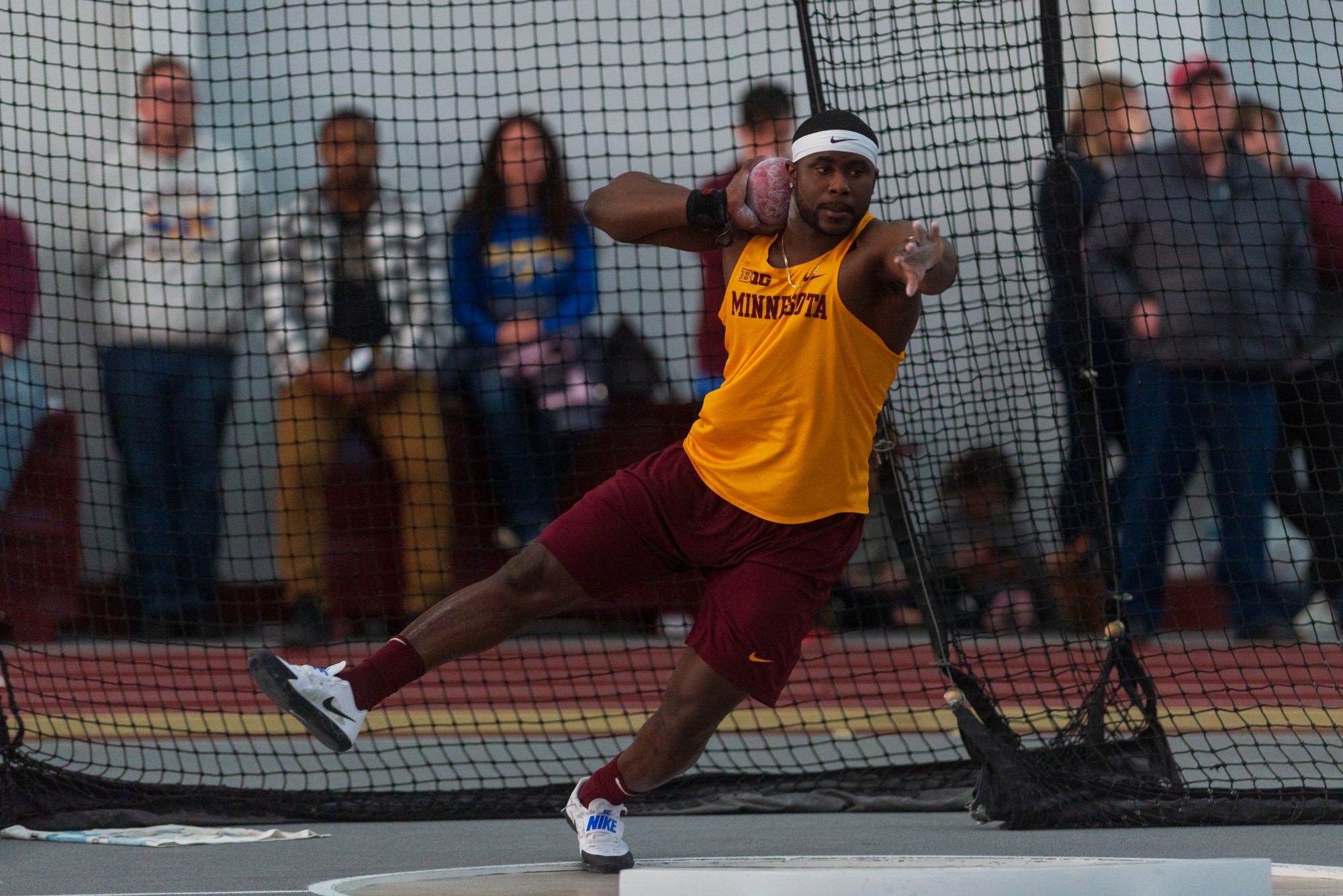 Gophers Junior Kevin Nedrick competes in the shot put at the Minnesota Cold Classic at the University of Minnesota Fieldhouse on Friday, Feb. 21.