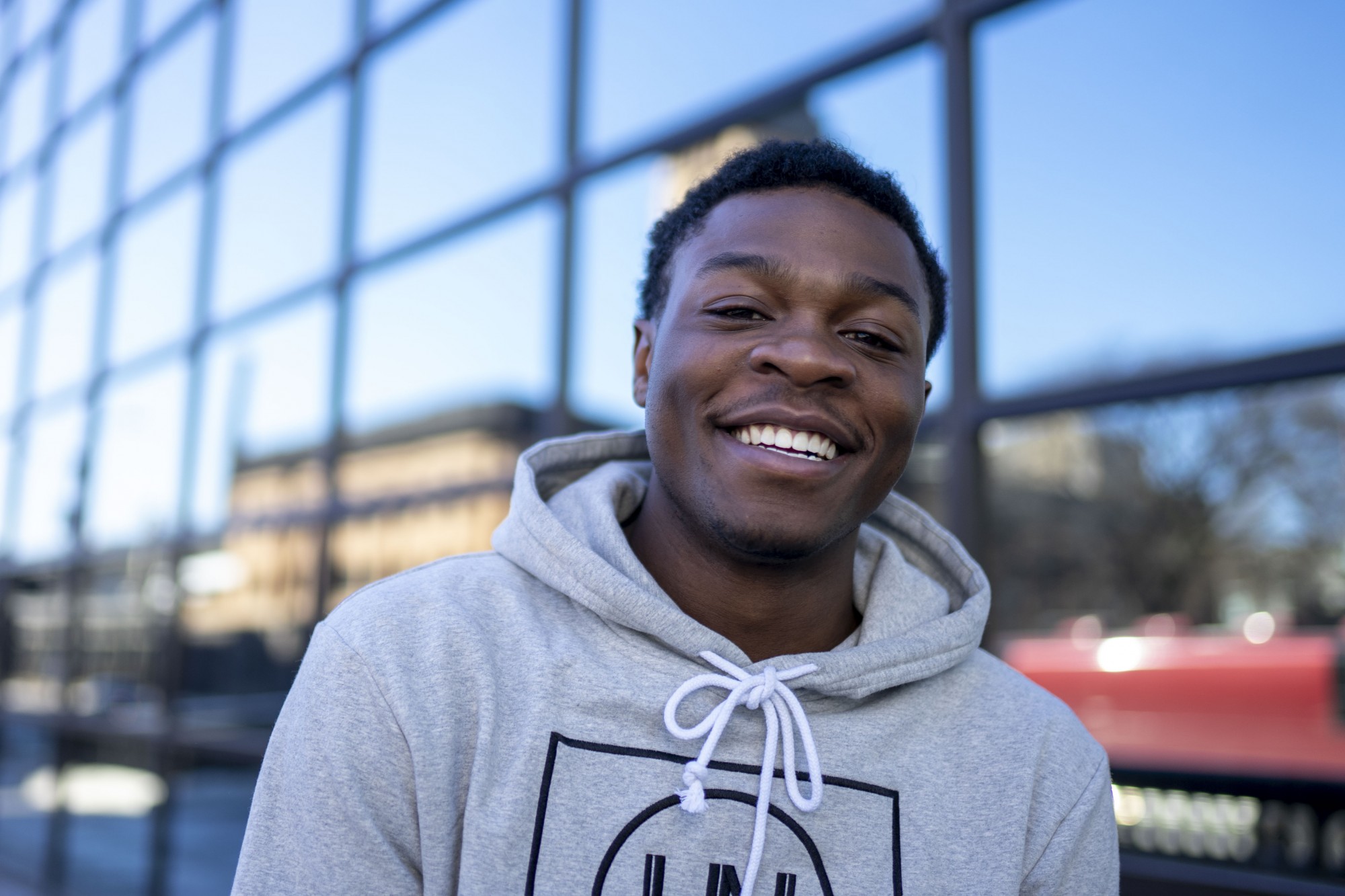 Bayo Idowu poses for a portrait in downtown Minneapolis on Sunday, Feb. 23. Idowu says “Call me selfish but I want it to be everywhere. It’s not about me, it’s about the message.”