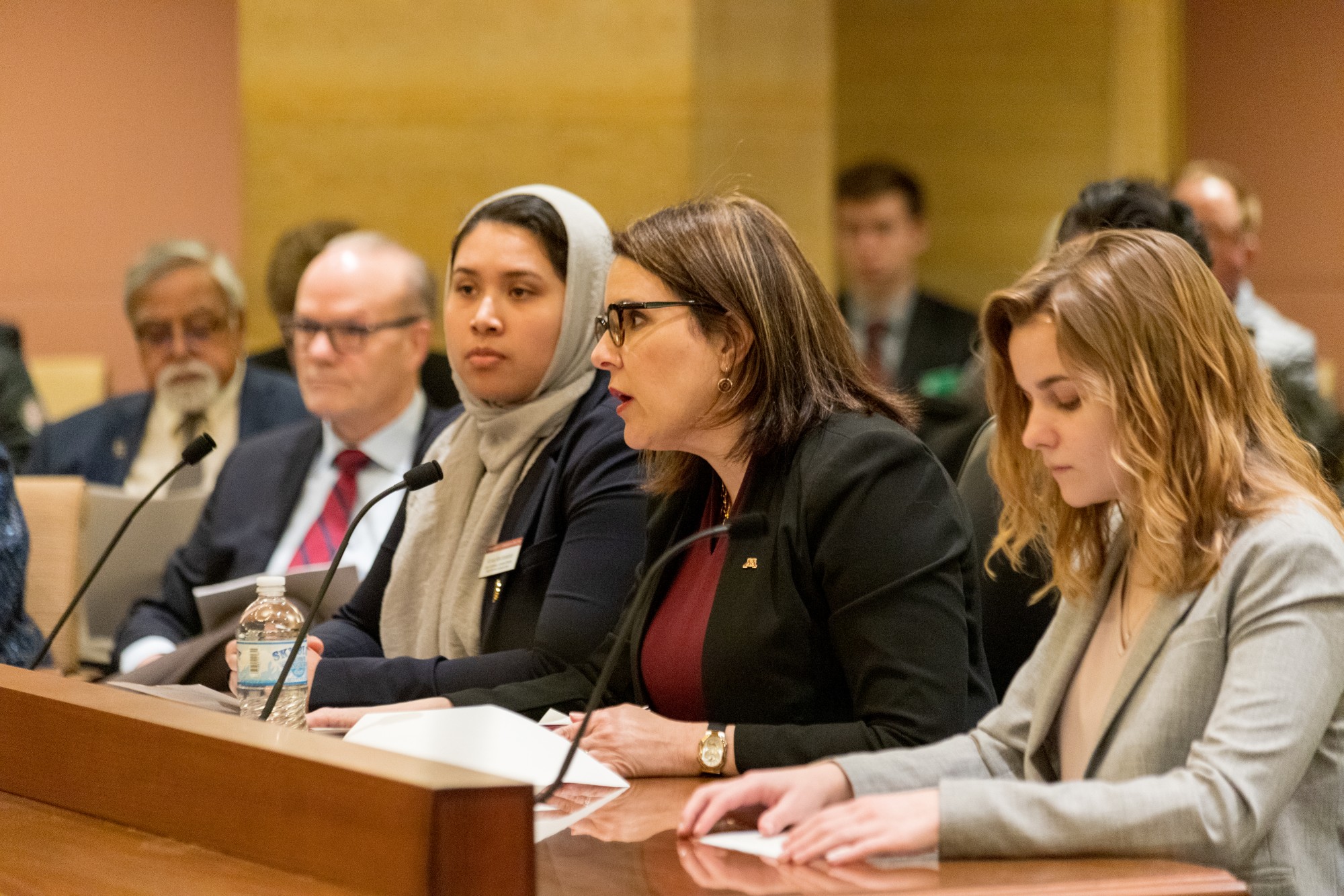 University of Minnesota President Joan Gabel testifies before the Senate Higher Education Policy and Finance Committee as the University requests $317.2 million on Monday, Feb. 18.