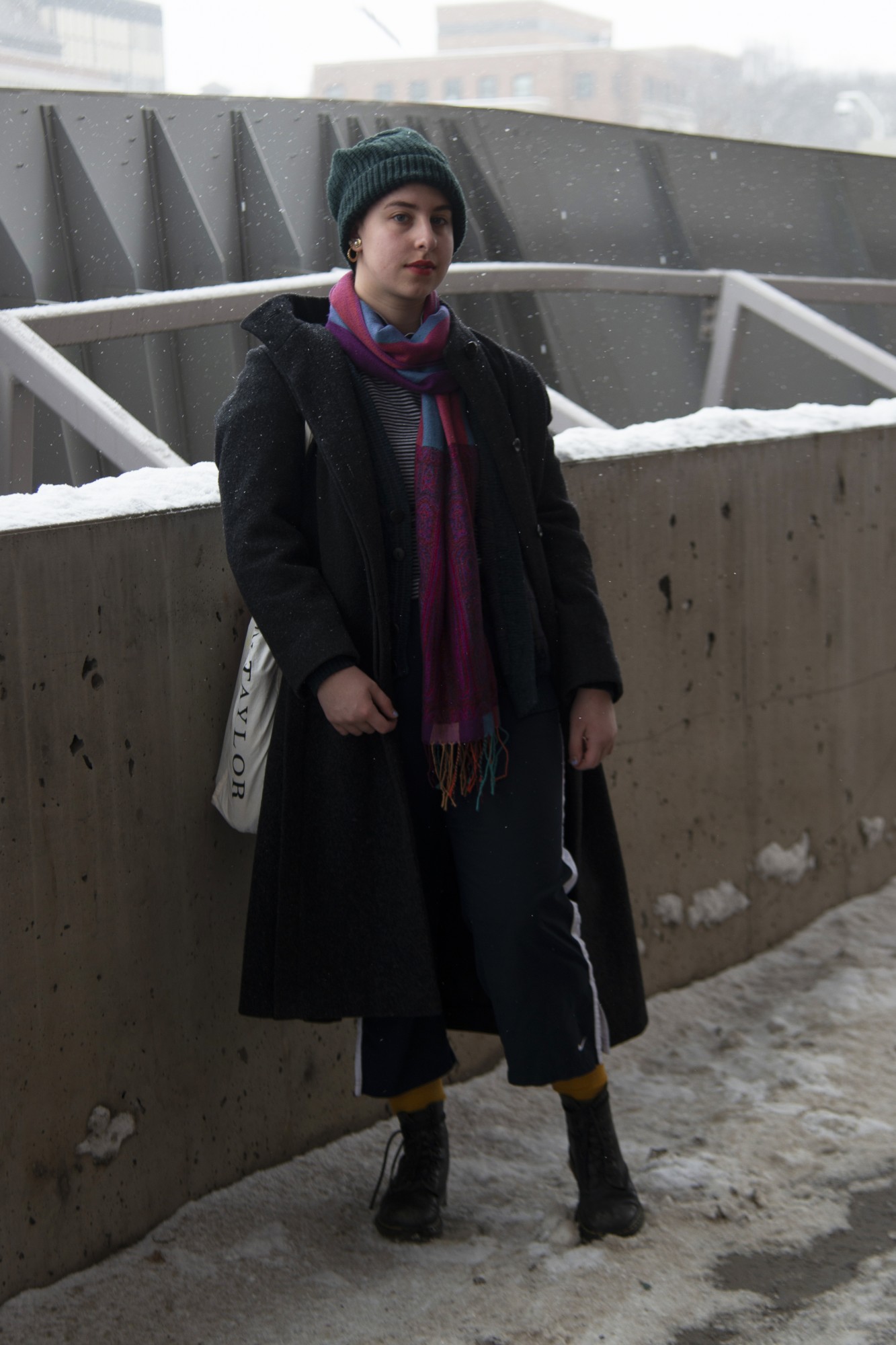 Arcadia Langmead, freshman, poses for a portrait on the Washington Avenue Bridge on Friday, Jan. 31. 
