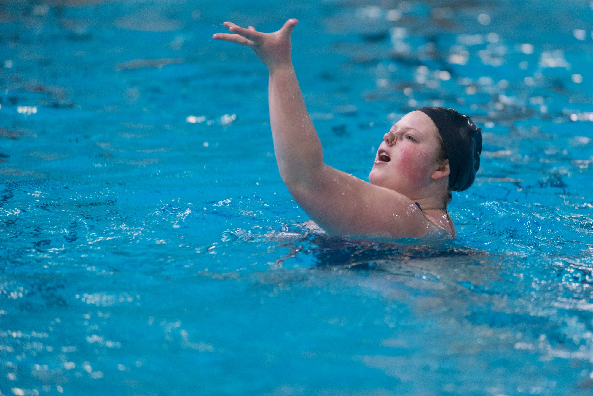 Senior Sarah Thorstenson participates in a University of Minnesota Synchronized Swimming Club practice session in Cooke Hall on Wednesday, March 4.