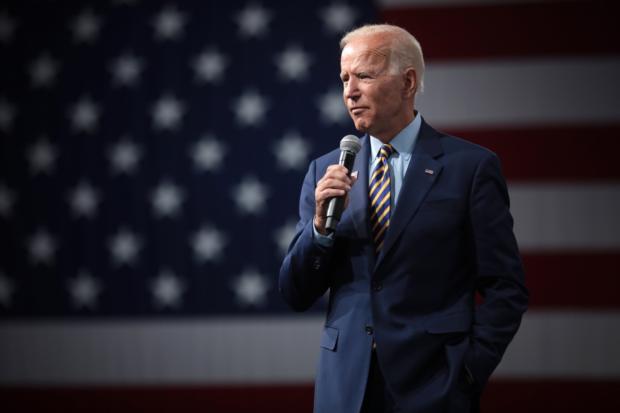 Former Vice President Joe Biden speaks at a gun safety and Moms Demand Action event held at the Iowa Events Center in Des Moines, Iowa. Photo by Gage Skidmore / Associated Collegiate Press. 