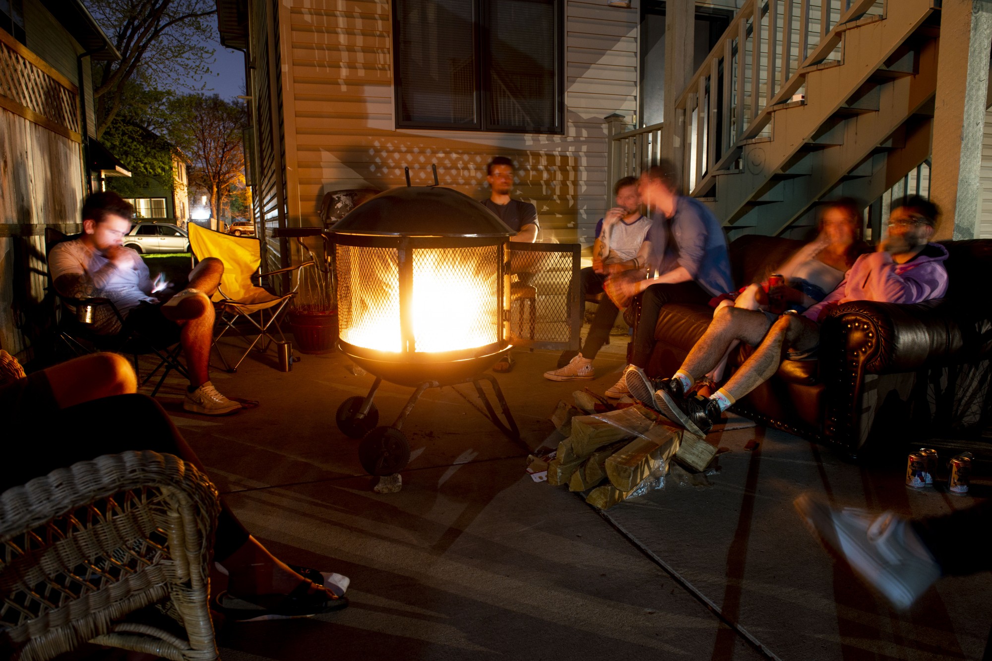 10:29 p.m.
Students gather around a fire behind their home in Dinkytown. 