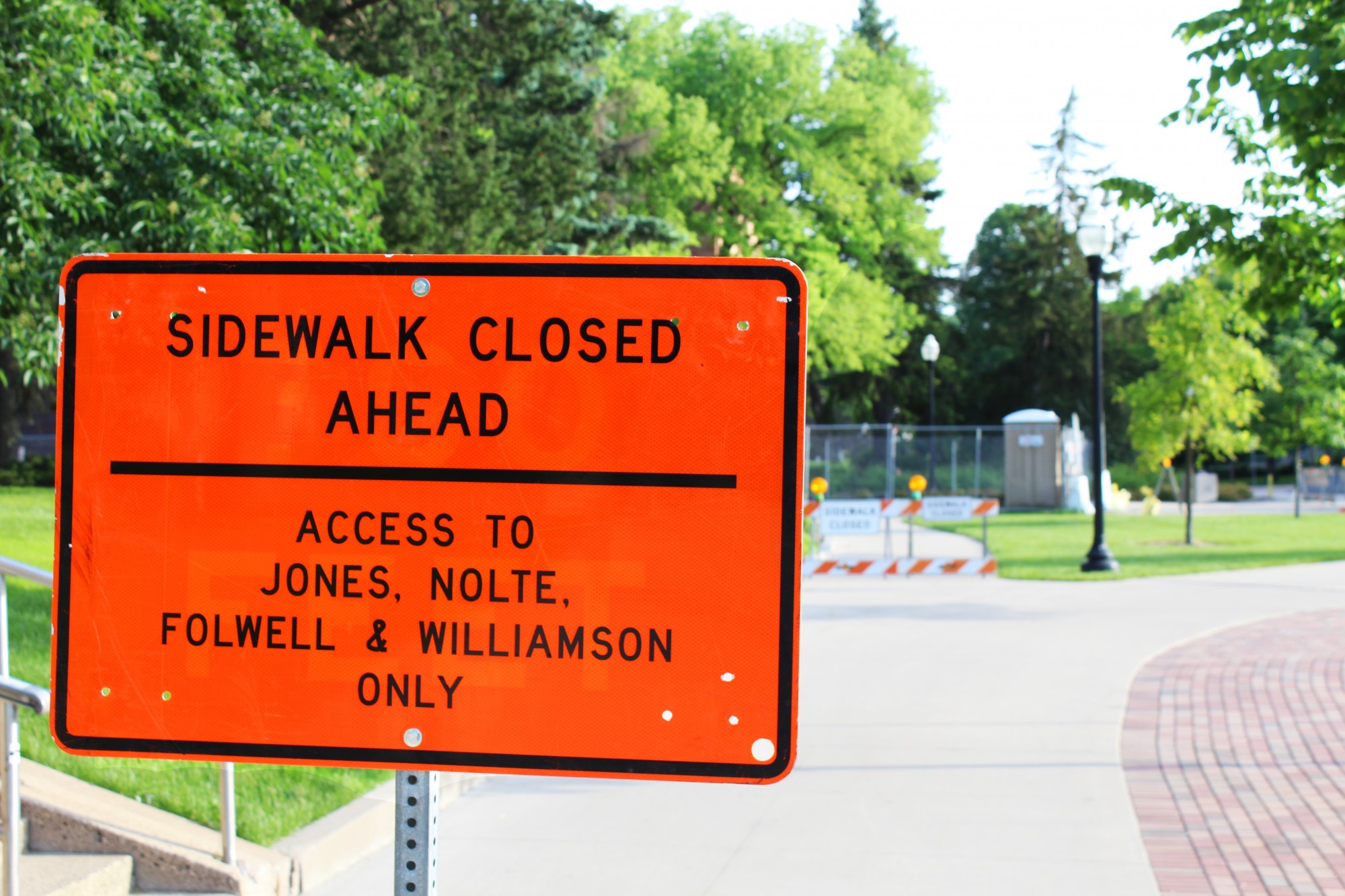 Signs across campus warn of oncoming construction projects on Sunday, May 31.
