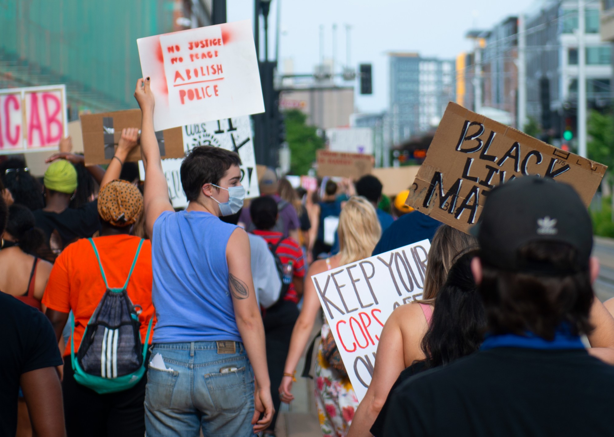 Students march towards UMPD headquarters on the University of Minnesota campus on Monday, June 15.