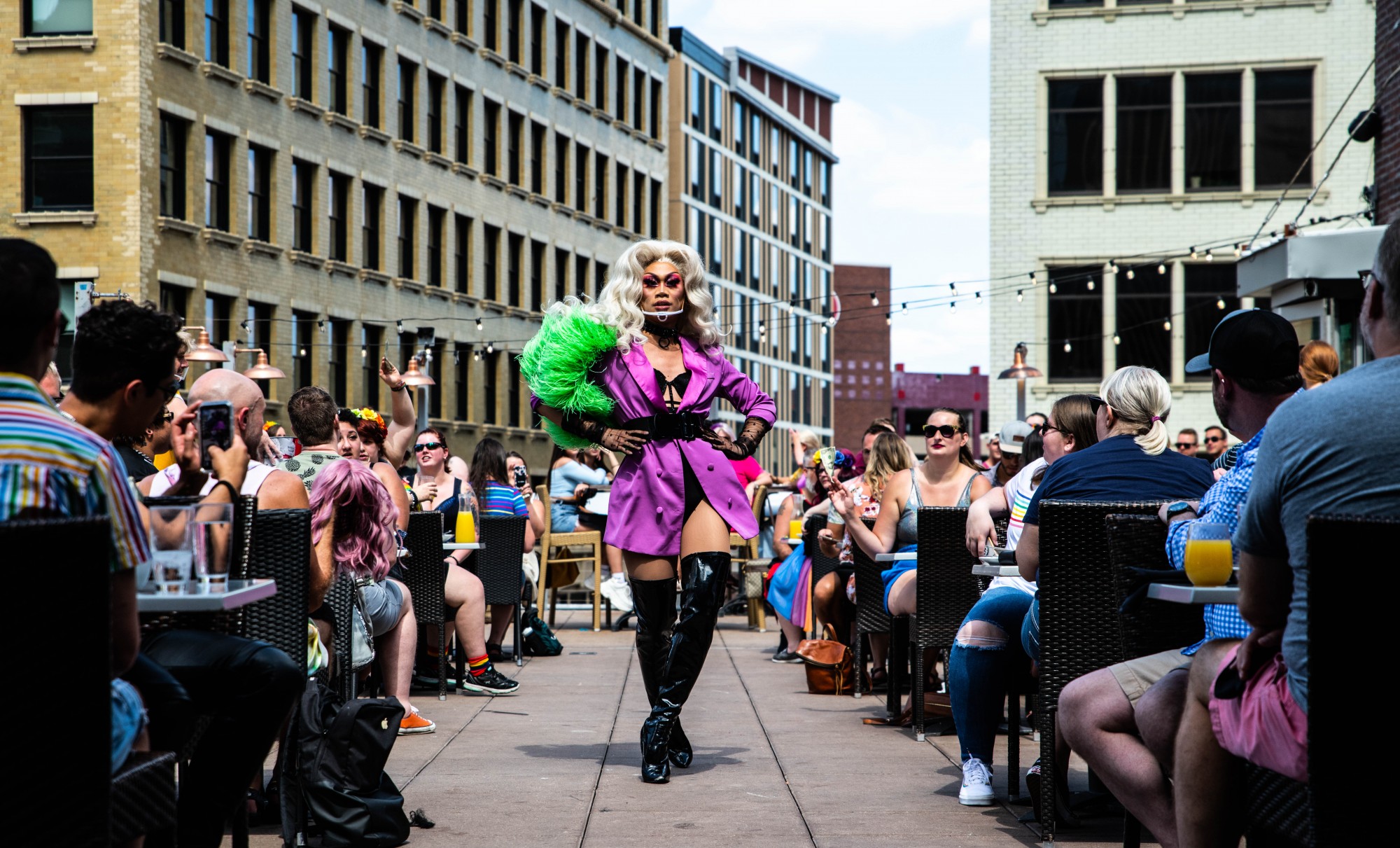 Julia Starr performs at the Pride Drag Brunch at Union Rooftop on Saturday, June 27. With the venue at half-capacity and with face masks required for all patrons, the celebration of Pride continued amidst the COVID-19 pandemic.