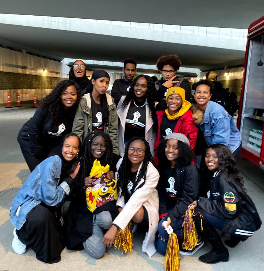 The Black Student Union board pictured at homecoming in 2019.