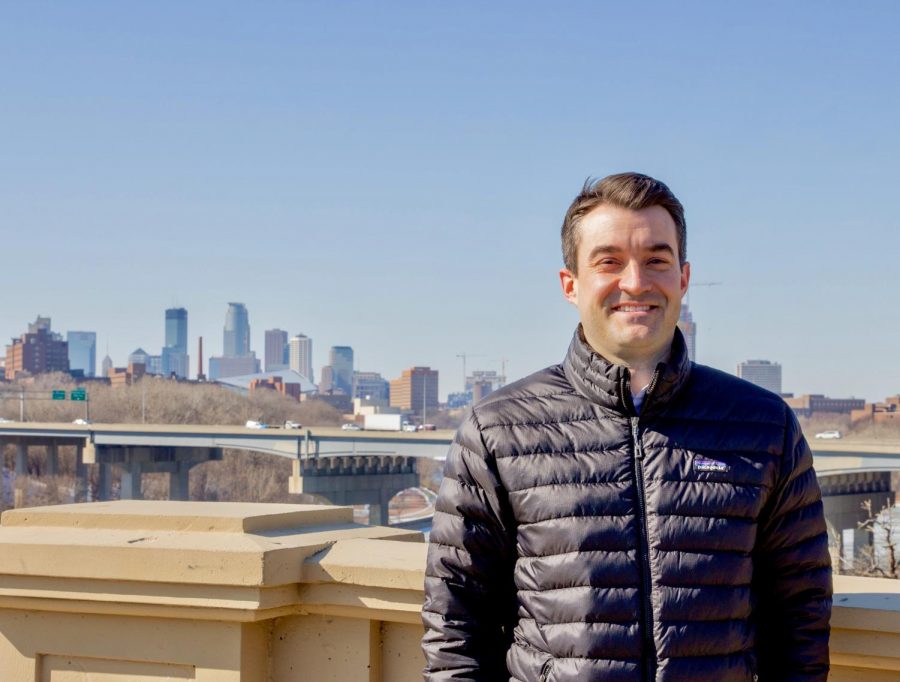 Minneapolis City Council Ward 2 Candidate Tom Anderson poses for a portrait on Franklin Ave. bridge on Tuesday, March 2. Anderson has been a Minneapolis resident for 14 years, 10 of which have been in Ward 2.