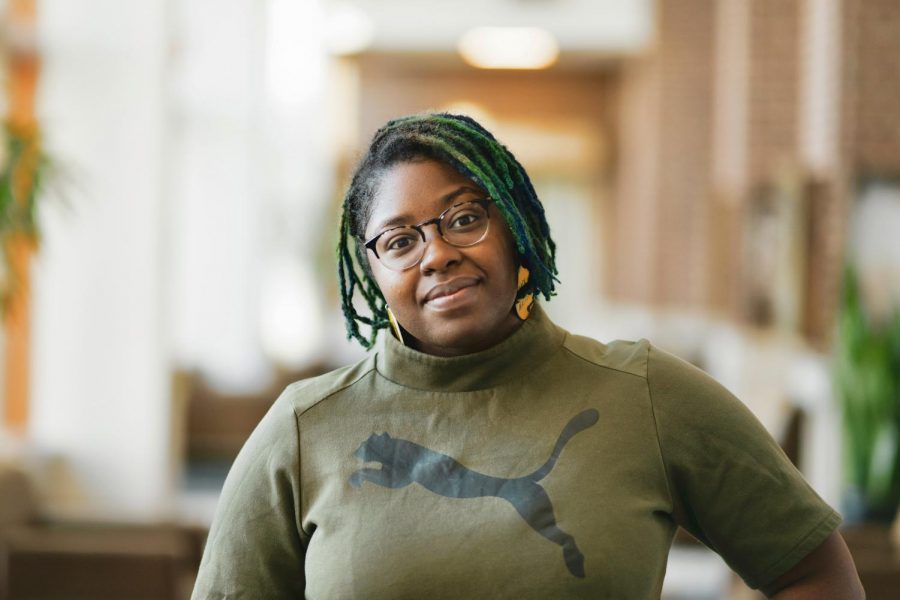 Robin Wonsley Worlobah poses for a portrait in Coffman Union on March 1, 2021. 