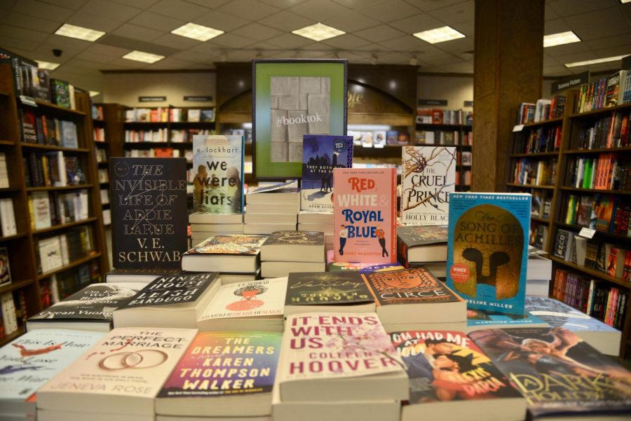 Books that have gained popularity on TikTok are on display at Barnes & Noble near Uptown on Friday, April 16. The store manager said TikTok has increased sales in the store.