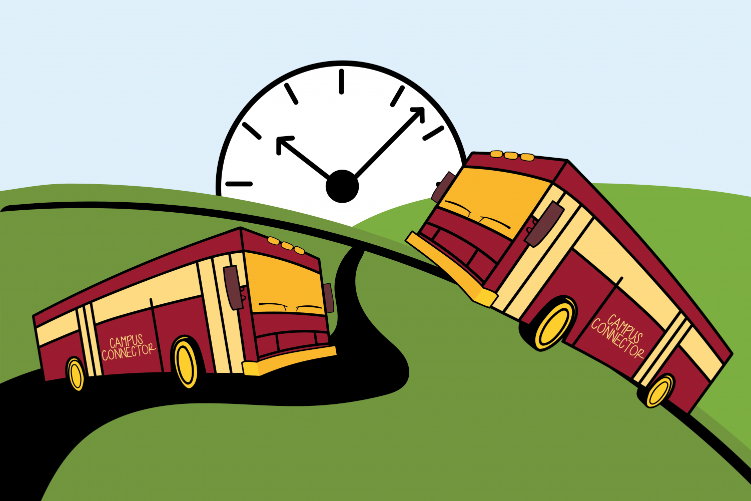 metro bus running late clipart