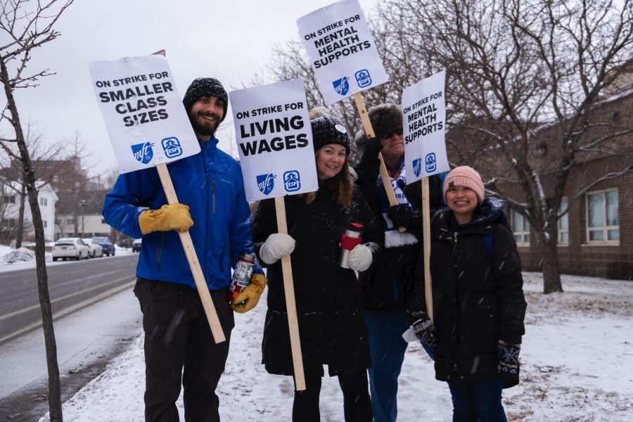 Minneapolis educators, students and families continue to march and rally in their second week of strike in Minneapolis on Monday, March 14.