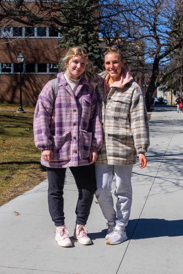 Annie Wilson and Lily Mjaanes pose for an outfit photo on Friday, April 8.