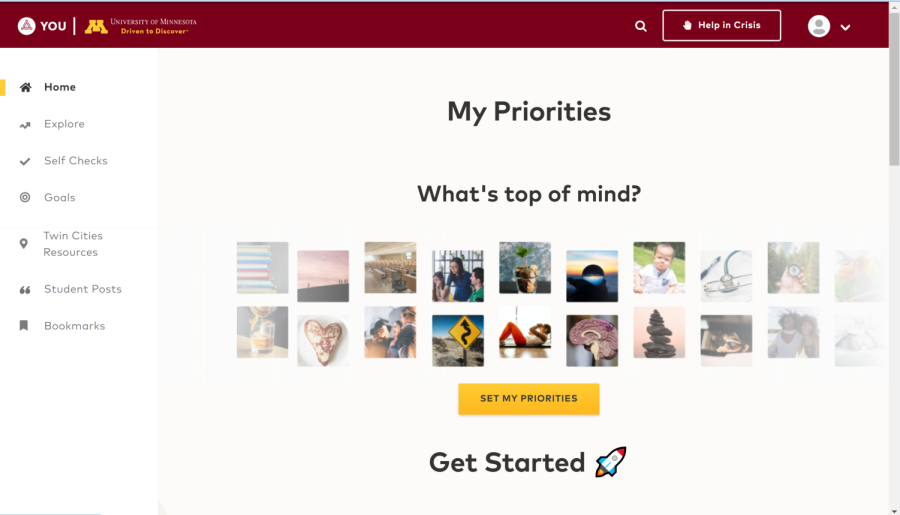 The YOU@UMN homepage offers ways for students to customize and prioritize specific aspects of mental health and well being. https://you.umn.edu/home