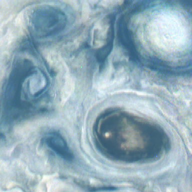 Image of a cloud vortex on Jupiter.