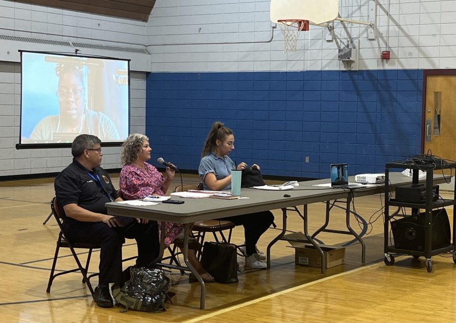 Tina Erazmus, the  director of the University’s Local Government and Community Relations department, speaks as a panelist at Ward 2 Council Member Robin Wonsley Worlobahs June 21 town hall.