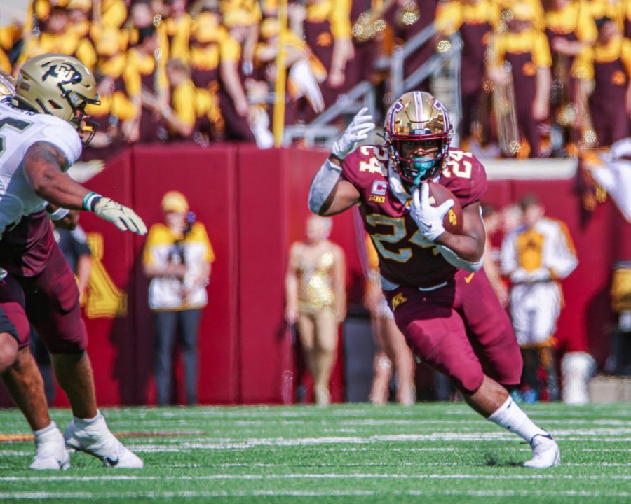 Running+back+Mohamed+Ibrahim+carries+the+ball+down+the+field+during+the+Minnesota+Golden+Gophers+football+game+against+the+Colorado+Buffaloes.