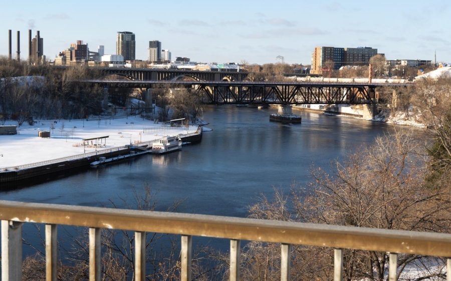 The Mississippi River runs through the campus of the University of Minnesota-Twin Cities, Nov. 30. 