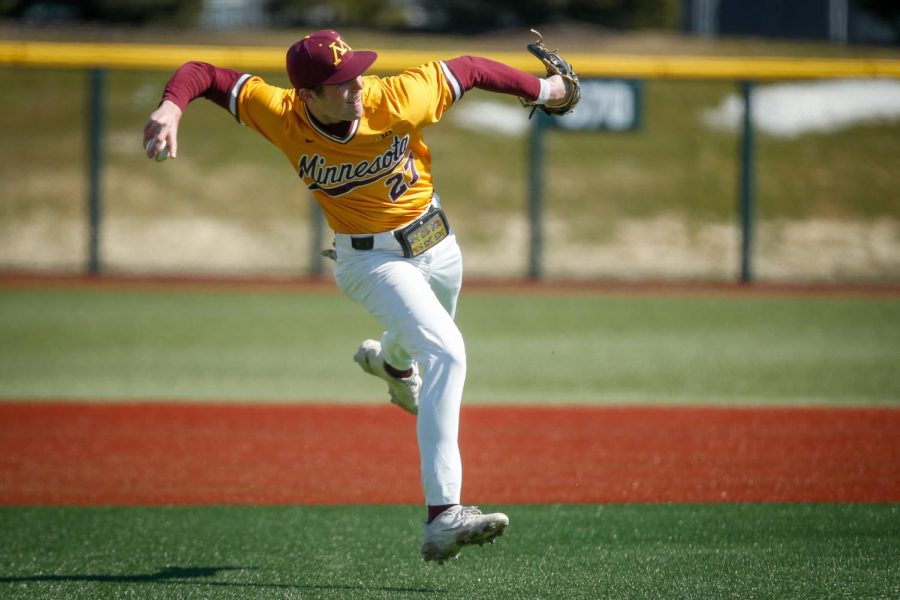 Even though Minnesota ultimately lost its first conference series, the team had this seasons first home conference win. Photo taken by Bruch Kluckhohn from Gopher Athletics. 