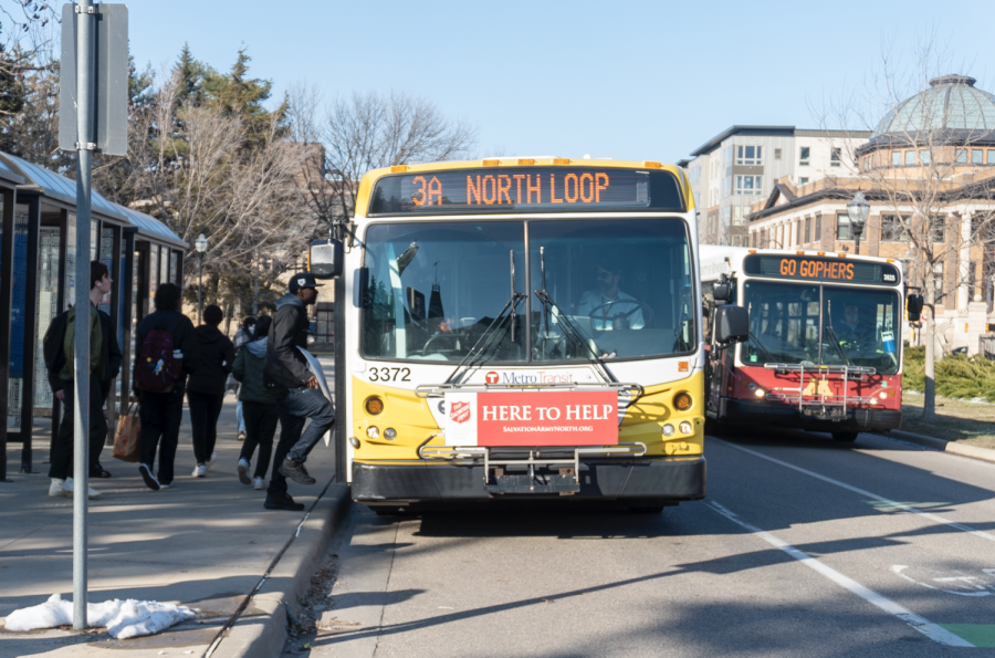 Metro Transit bus and Gopher Trip on April 23, 2023. 