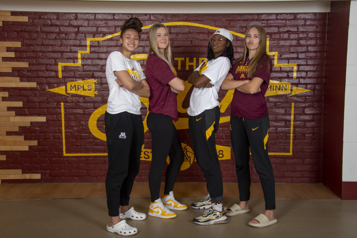 From left to right: Amaya Battle, Mallory Heyer, Niamya Holloway and Mara Braun. All three players exhibited high-level playing in their first year at UMN.