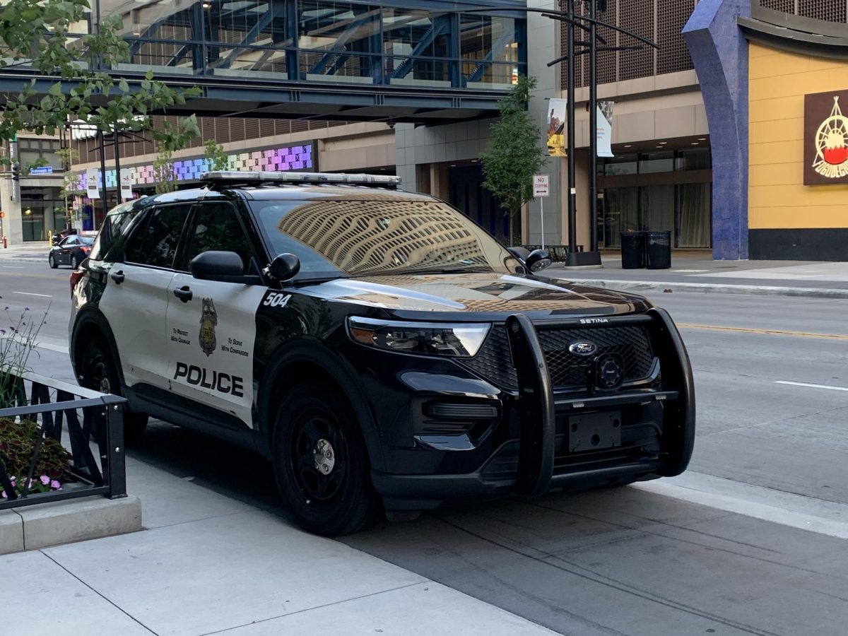 Minneapolis police car in Minneapolis, Minnesota, on Friday July 7, 2023.
