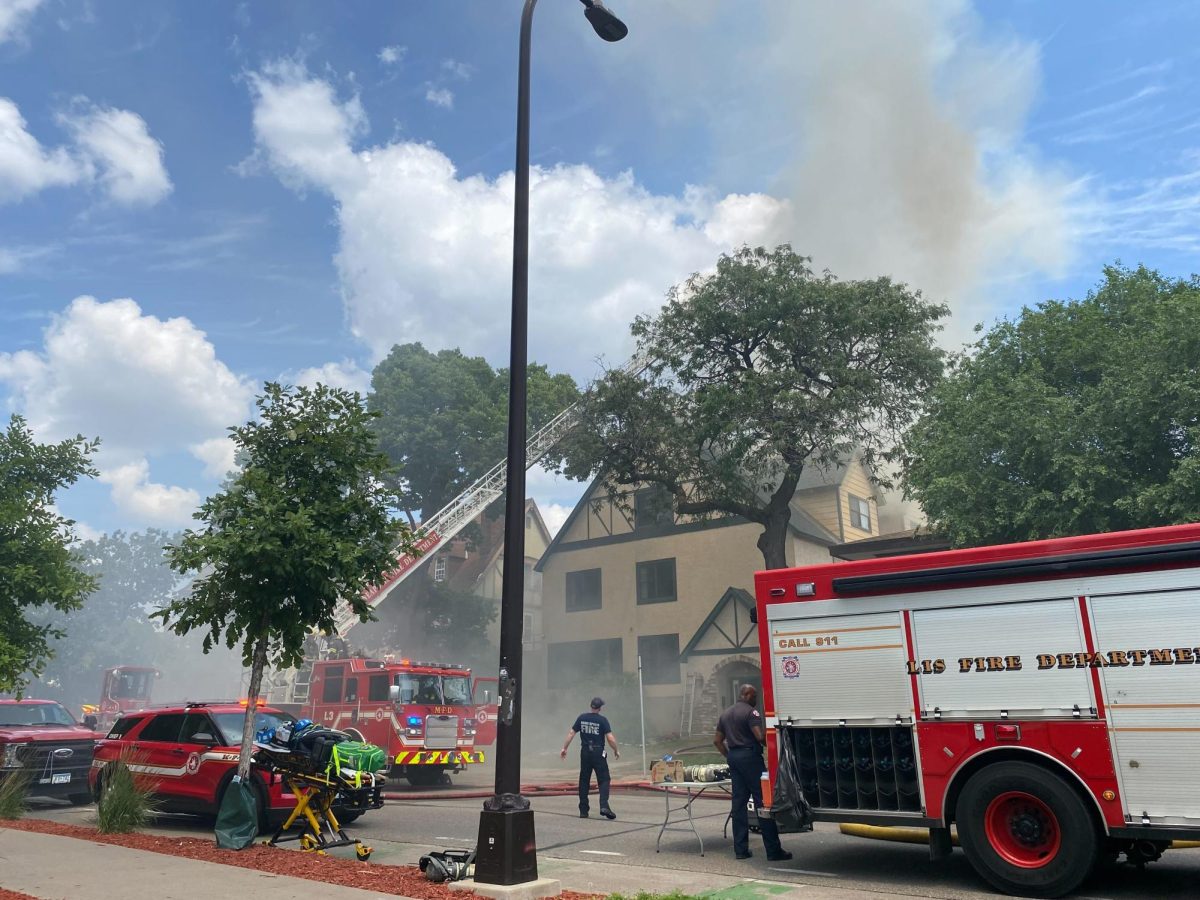 The Minneapolis Fire Department responds to a fire at the The Freund Haus on July 1, 2023.