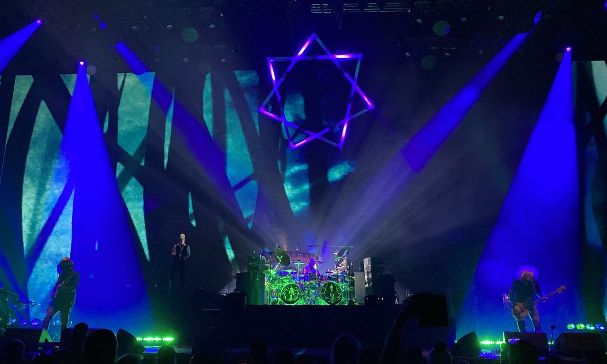 Tool performing the last song of the encore, with three of the members wearing costume masks, in St. Paul on Tuesday, Oct. 31, 2023.