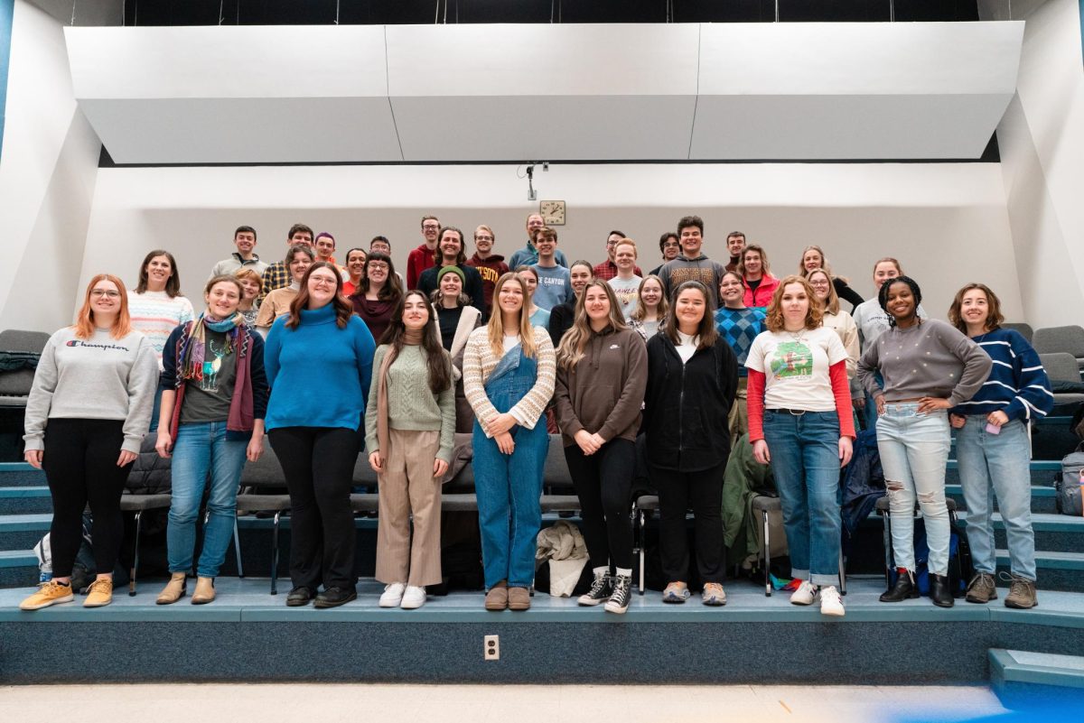 The University of Minnesota’s flagship audition choir, the University Singers, smiles for a photo during a rehearsal on Monday, Nov. 17. The University Singers are currently rehearsing for their upcoming winter concert, which will be held on Dec. 12 at 7:30 PM at the Jehovah Lutheran Church in St. Paul.