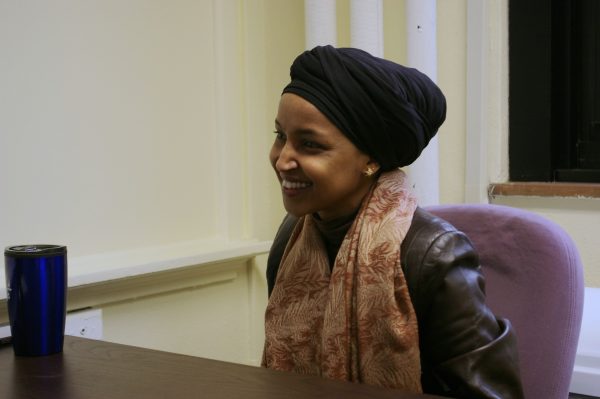 Ilhan Omar being interviewed in her office on Feb. 23, 2024. Omar sat down with The Minnesota Daily to discuss law enforcement, housing, drug addiction and student concerns.
