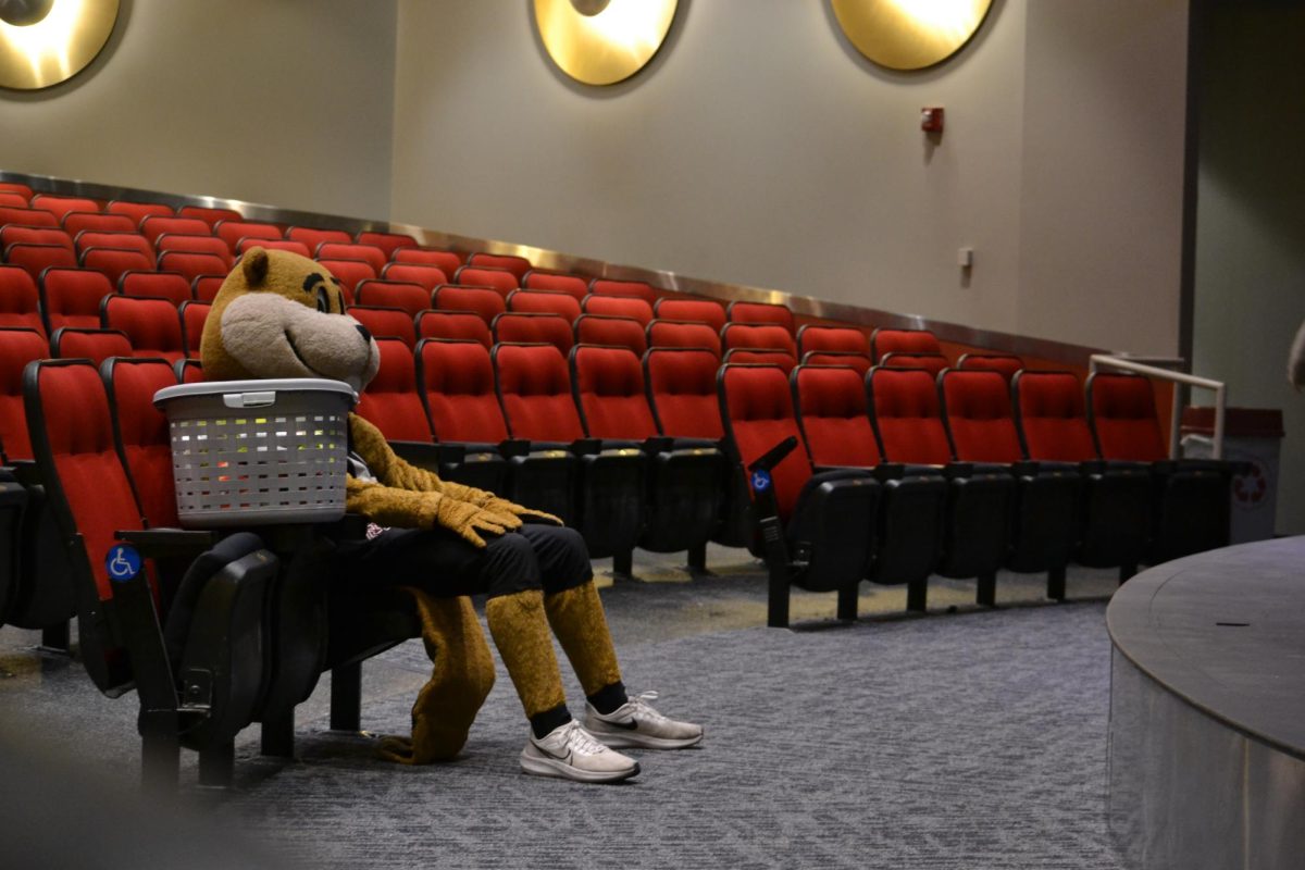Goldy watches students’ submissions at the University of Minnesota Film Festival on Saturday, March 16 at Coffman Theater. The students submitted short films in different categories and it was free to attend for any University student. 